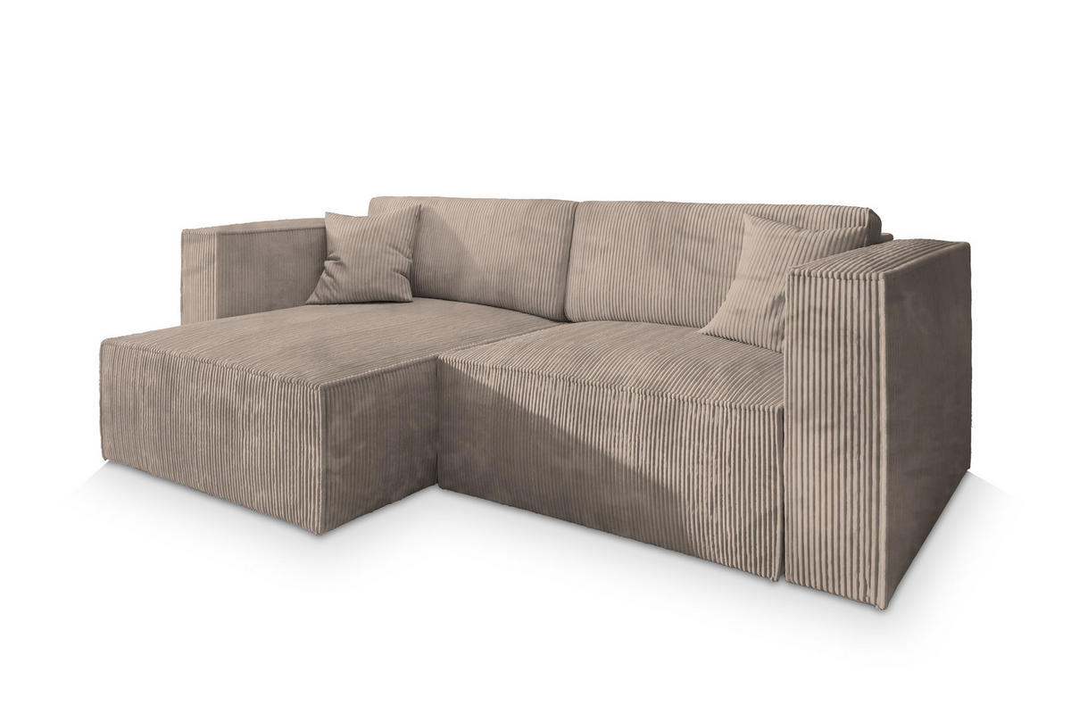 ROHOVÁ SEDAČKA NERIO béžová - šedá/béžová, dřevo/textil (245/148cm) - MASSENO