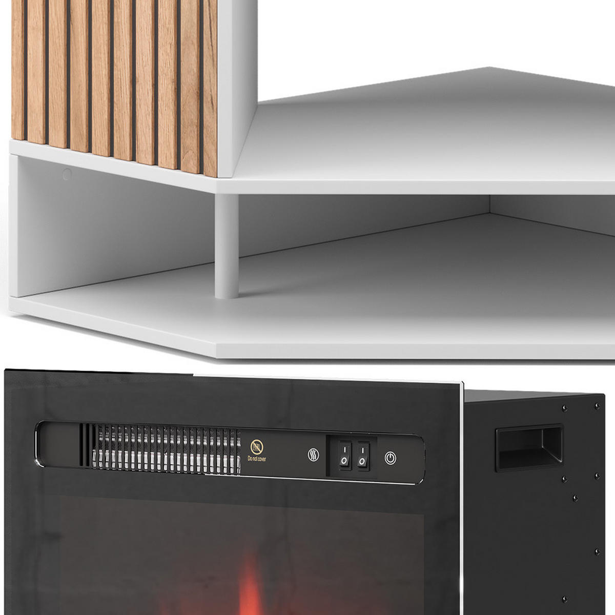 ELEKTROKAMIN Lynea Weiß 100 cm mit realistischem Flammeneffekt und Heizung 1800W - Weiß, Holzwerkstoff (100/80/73cm) - Vicco