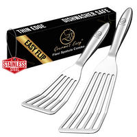 FISCHWENDER Pfannenwender,Fischwender-Set, Edelstahl, 2 teilig (groß/klein) für empfindliches Bratgut - Edelstahlfarben, Metall (34.5/3/9.5cm) - Gourmet Easy