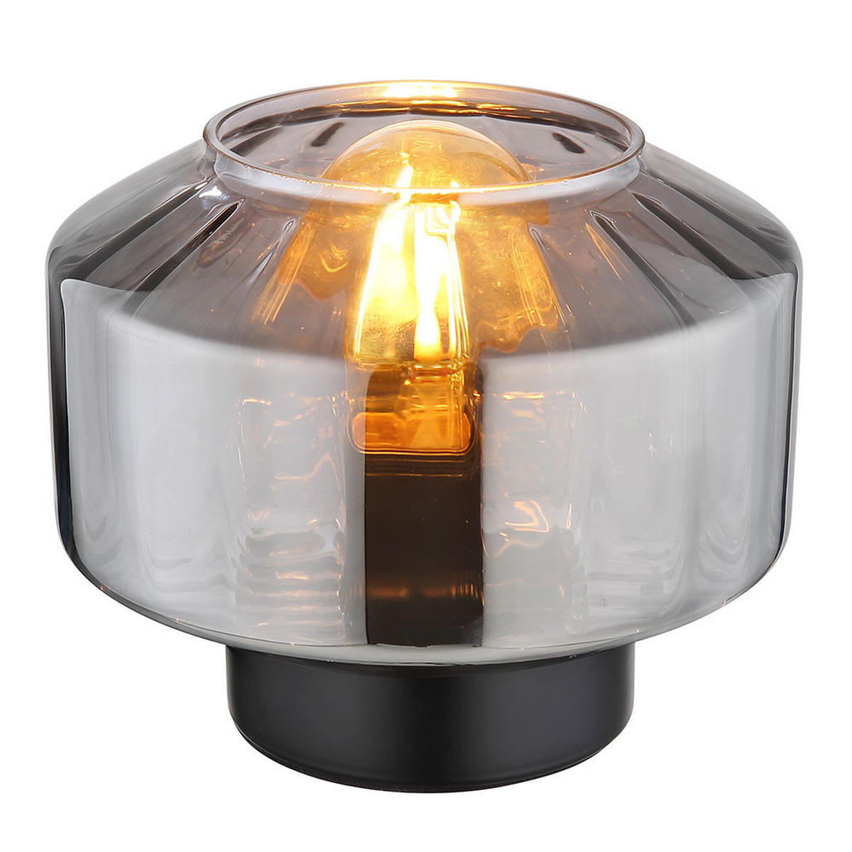 TISCHLEUCHTE Metall Glas Schwarz rauchfarben - Schwarz, Glas (18/18/14.5cm) - Globo Lighting