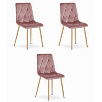 ESSZIMMERSTUHL 3-er Set TYRA rosa Sitz, Beine in Holzfarbe - Pink/Eichefarben, Textil (44.5/87/54.5cm) - Valora