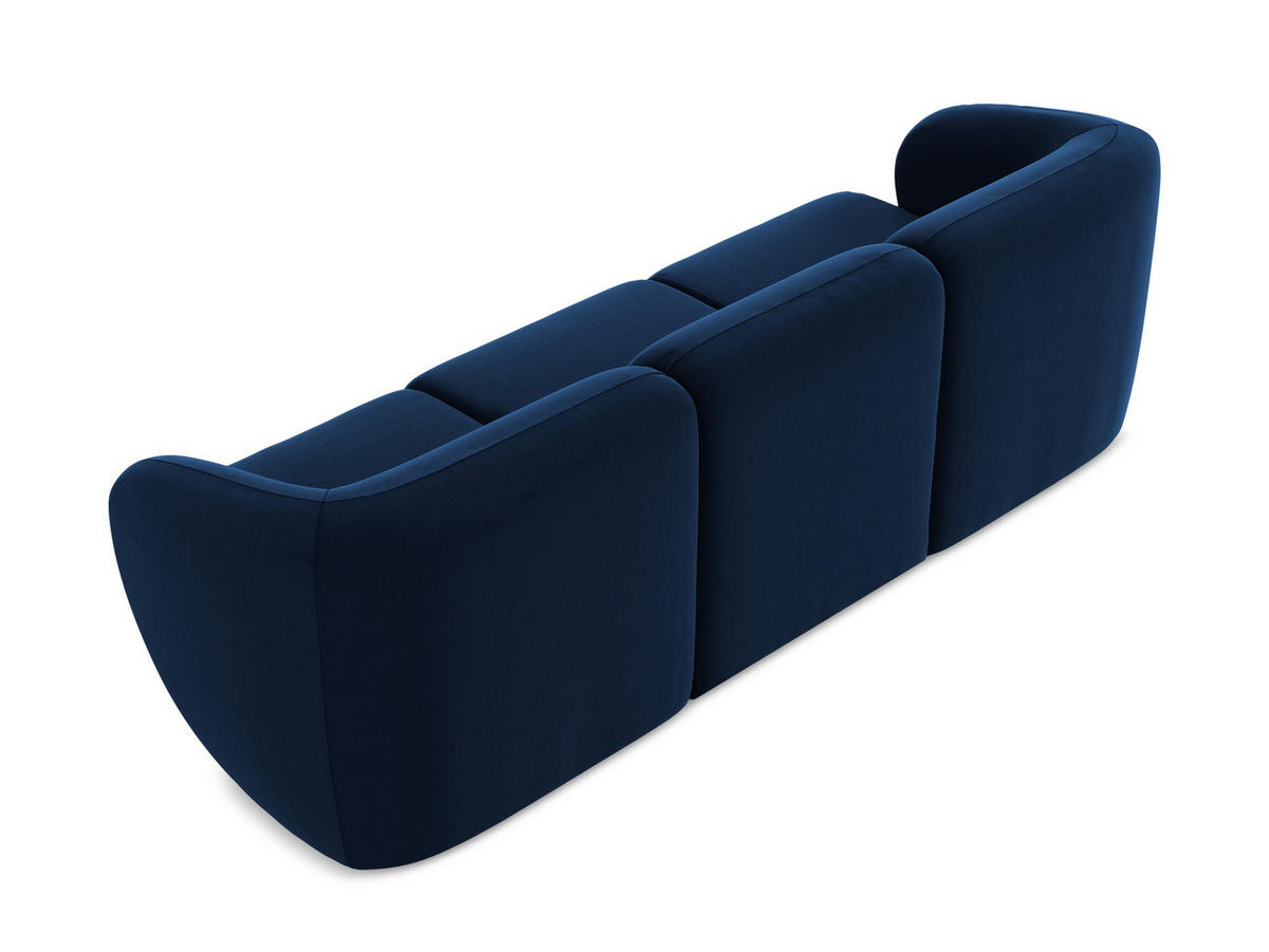 3-SITZER SOFA Samt Stoff Blau - Türkis/Schwarz, Holzwerkstoff/Kunststoff (244/75/94cm) - Makamii