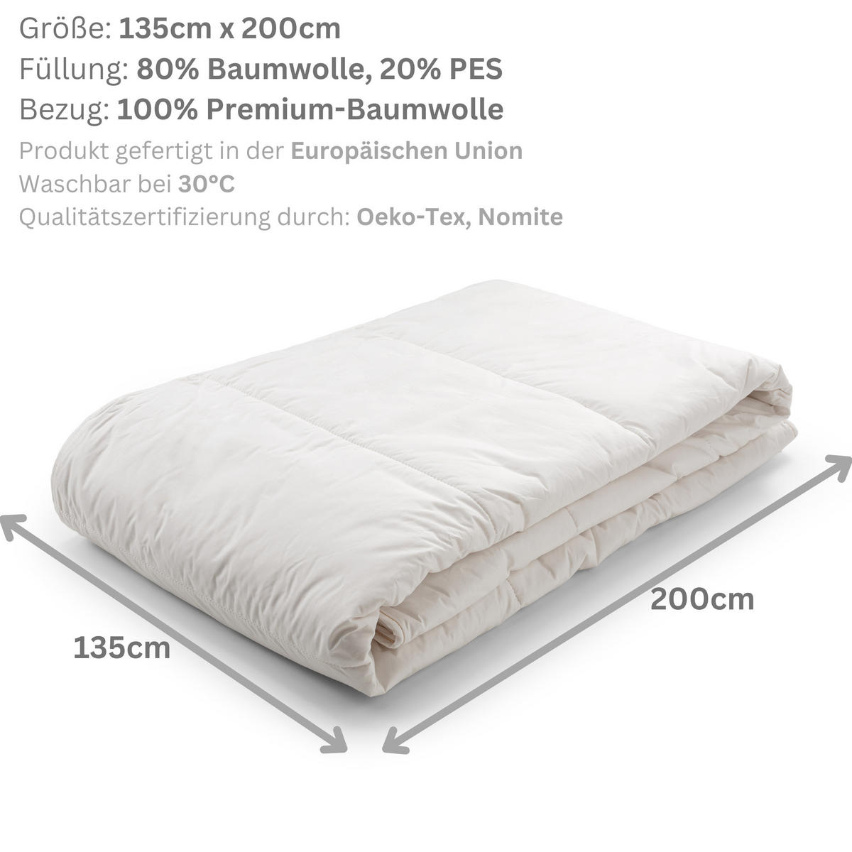 BETTDECKE LUXURY BEDDING, Baumwolle - Weiß, Textil (135/200cm) - WOODEK