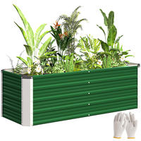 HOCHBEET, Metall offener Boden, separate Pflanzbereiche, 125x47x44cm, Grün - Multicolor, Holzwerkstoff (125/44/47cm) - FORIOUS