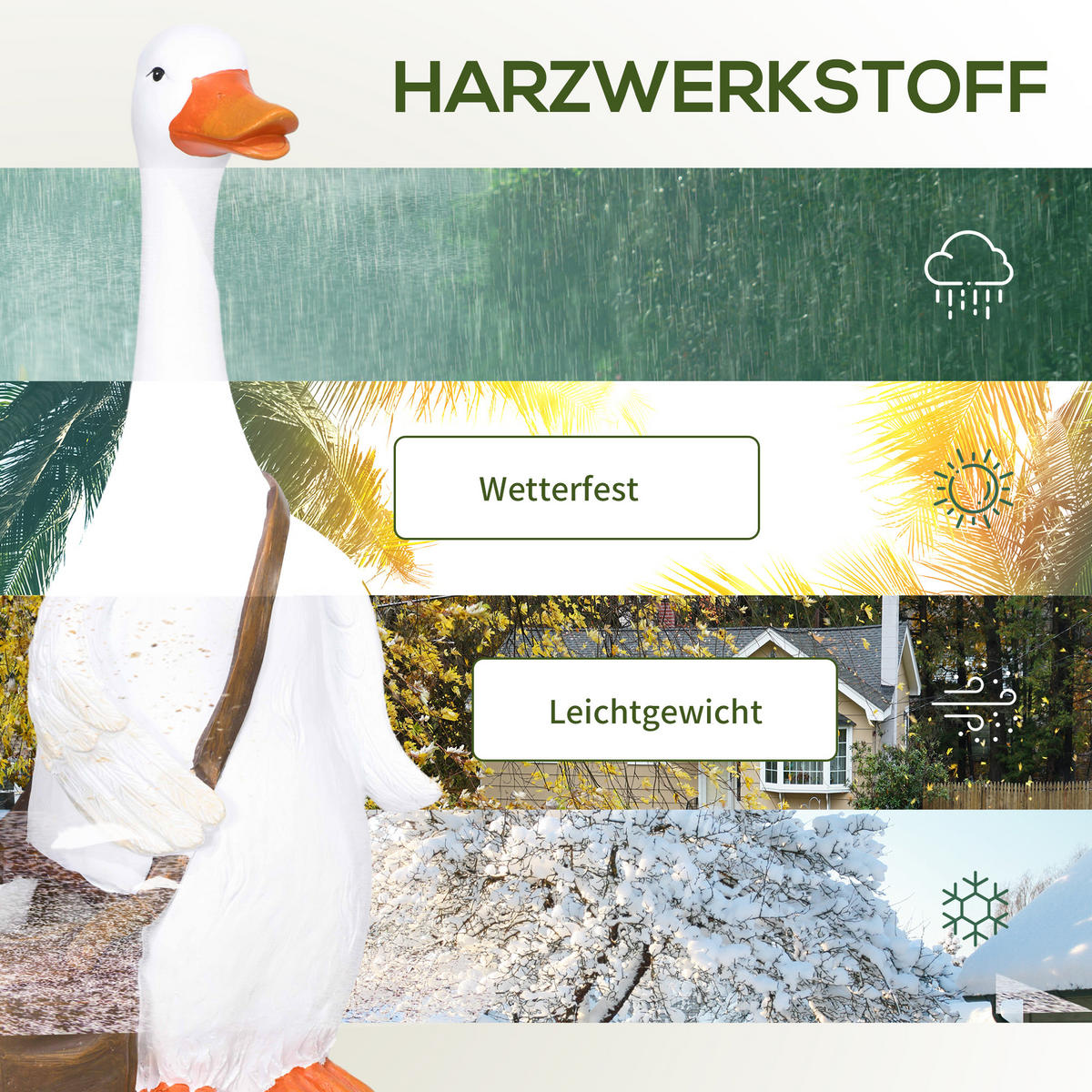 PFLANZTOPF mit Entwässerungsbohrung, Kräutertopf für Indoor, Outdoor, Kunstharz - Weiß, Kunststoff (60cm) - Outsunny