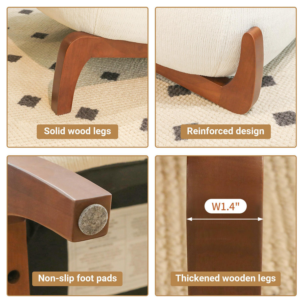 POLSTERSESSEL Ohne Armlehnen Samt Massivholzbeine - Weiß, Textil (86.9/69.9/72.1cm) - Urban Meuble