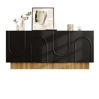 KOMMODE 160/75/38 cm Schwarz aus Spanplatte mit 4 Türen - Schwarz, Holzwerkstoff (38/75/160cm) - OKMYHOME