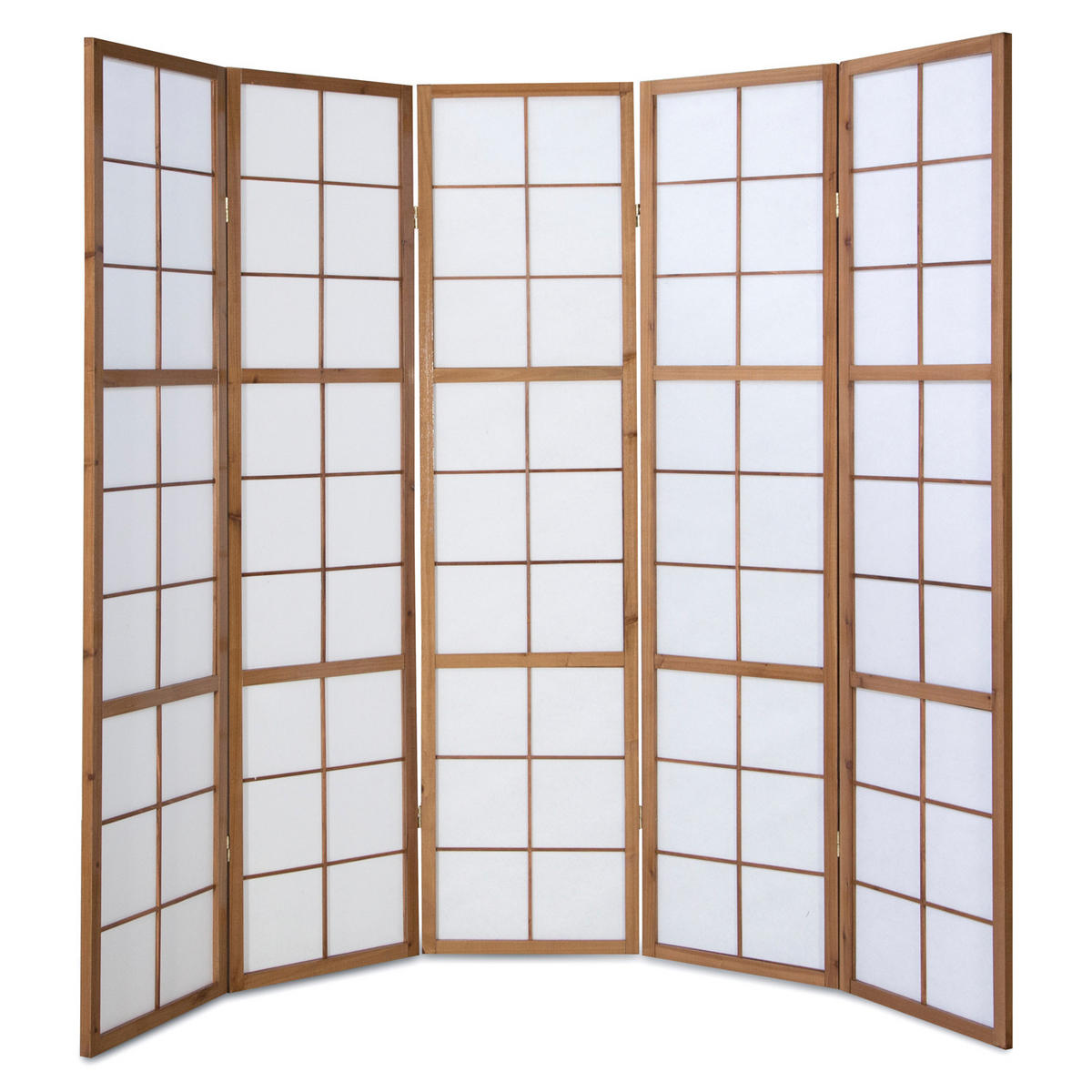 PARAVENT 5-tlg. 220/175 cm Braun Shoji - Braun, Holz (220/175/2cm) - Homestyle4u