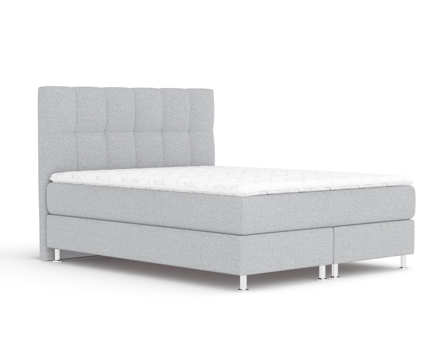 BOXSPRINGBETT Elisio Hellgrau 200/200 cm mit Latex-Topper - Silberfarben/Hellgrau, Holz/Holzwerkstoff (200/200cm) - Maison de Reve