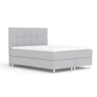 BOXSPRINGBETT Elisio Hellgrau 200/200 cm mit Latex-Topper - Silberfarben/Hellgrau, Holz/Holzwerkstoff (200/200cm) - Maison de Reve