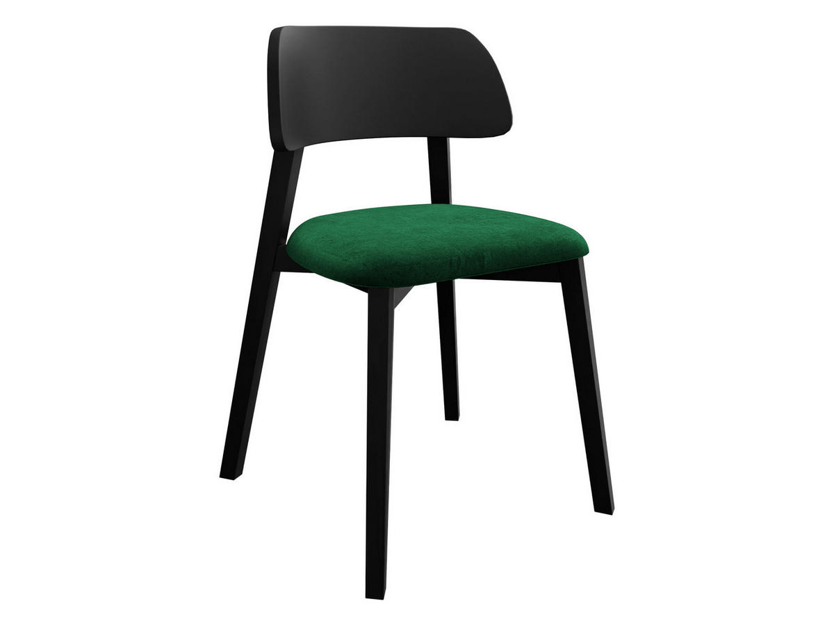 POLSTERSTUHL Dario, Holzfarbe: Schwarz - Schwarz/Grün, Holz/Textil (47/80/50cm) - MIRJAN24