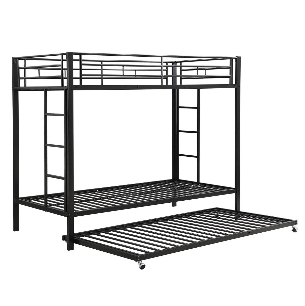 ETAGENBETT 90/200 cm schwarz aus Metall mit Ausziehbett - Schwarz, Metall (90/200cm) - OKWISH