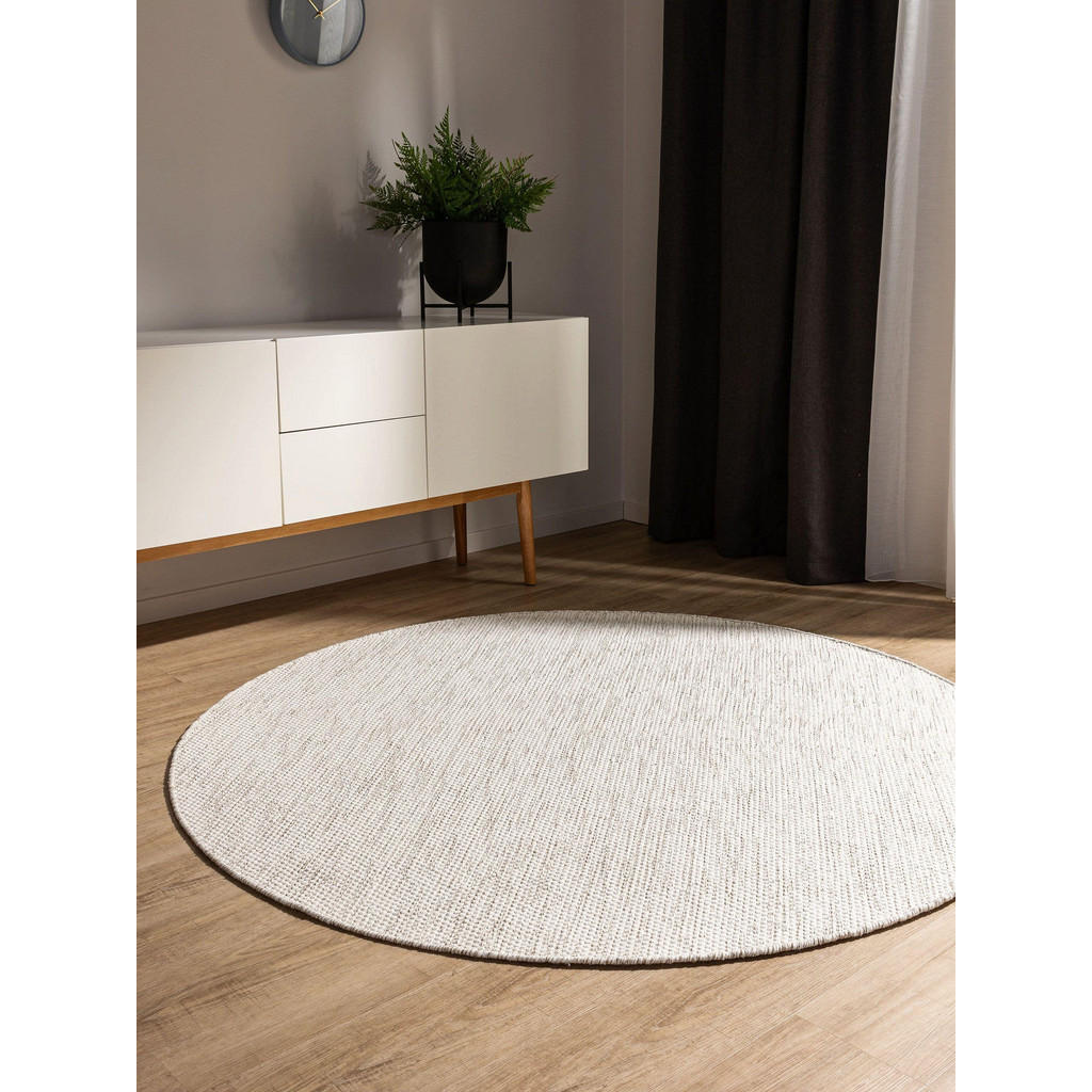 Thumbnail - benuta Baumwollteppich, Creme, Textil, Uni, Rund, 200x200 cm, Oeko-Tex® Standard 100, für Fußbodenheizung geeignet, Tepp...