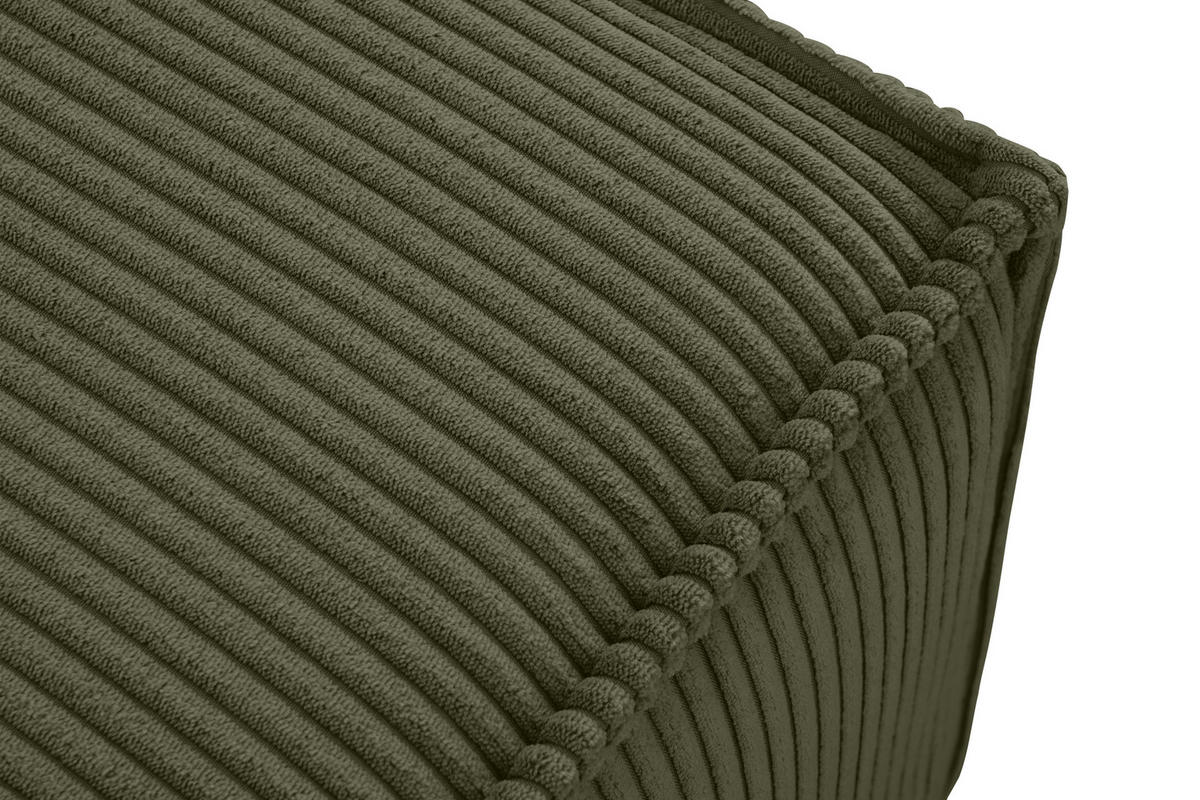 SITZPOUF NAPI gefederte Sitzfläche, grün - Schwarz/Olivgrün, Textil (83/45/83cm) - KONSIMO®