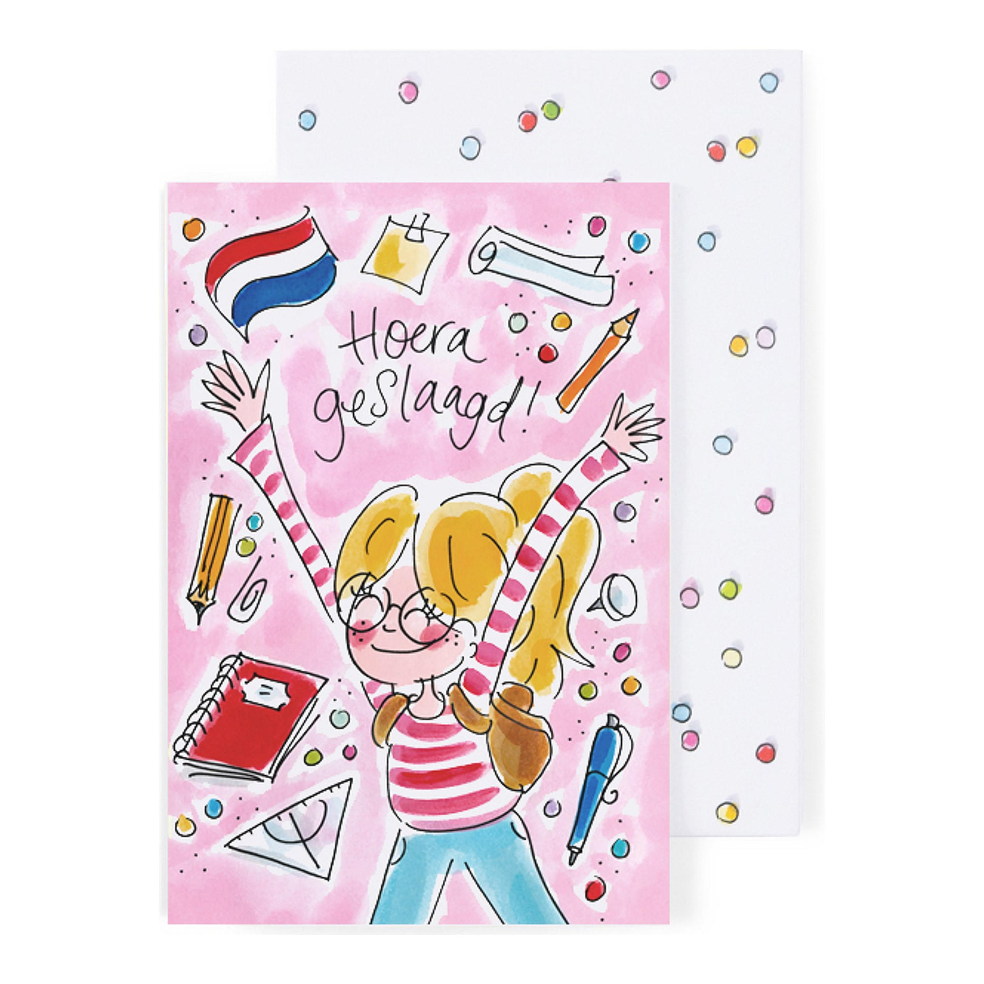 GRUSSKARTE Bestanden - Hurra bestanden in Bunt - 17 x 11,5cm - Multicolor, Papier (11.5/0.2cm) - Blond Amsterdam
