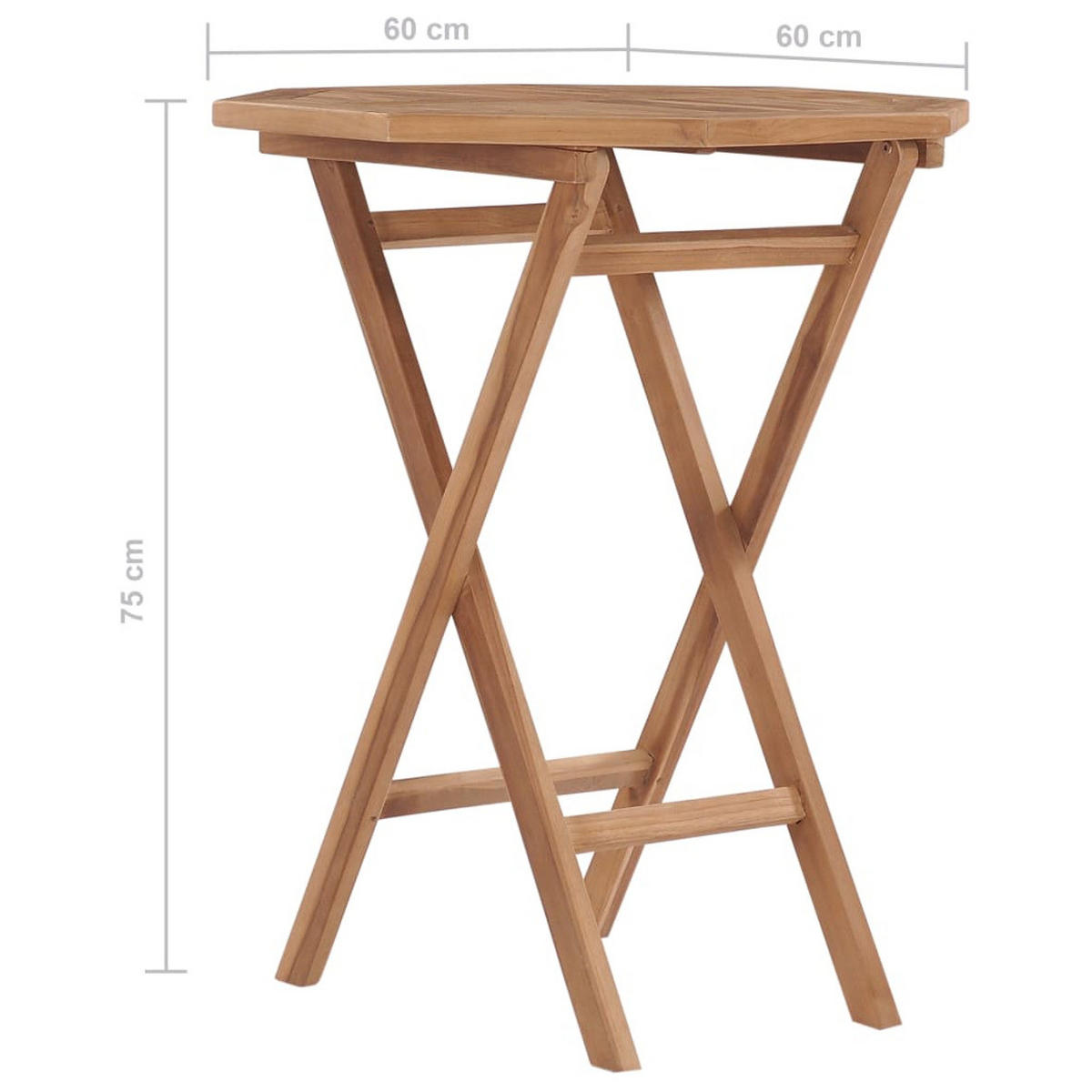 GARTENTISCH KLAPPBAR 60×60×75 CM TEAK MASSIVHOLZ - Braun, Holz (60/60/75cm) - vidaXL