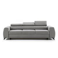 3-SITZER Sofa PIERO mit Schlaffunktion 125x195 Velours Hellgrau - Hellgrau/Schwarz, Holz/Textil (260/90/100cm) - Muffo