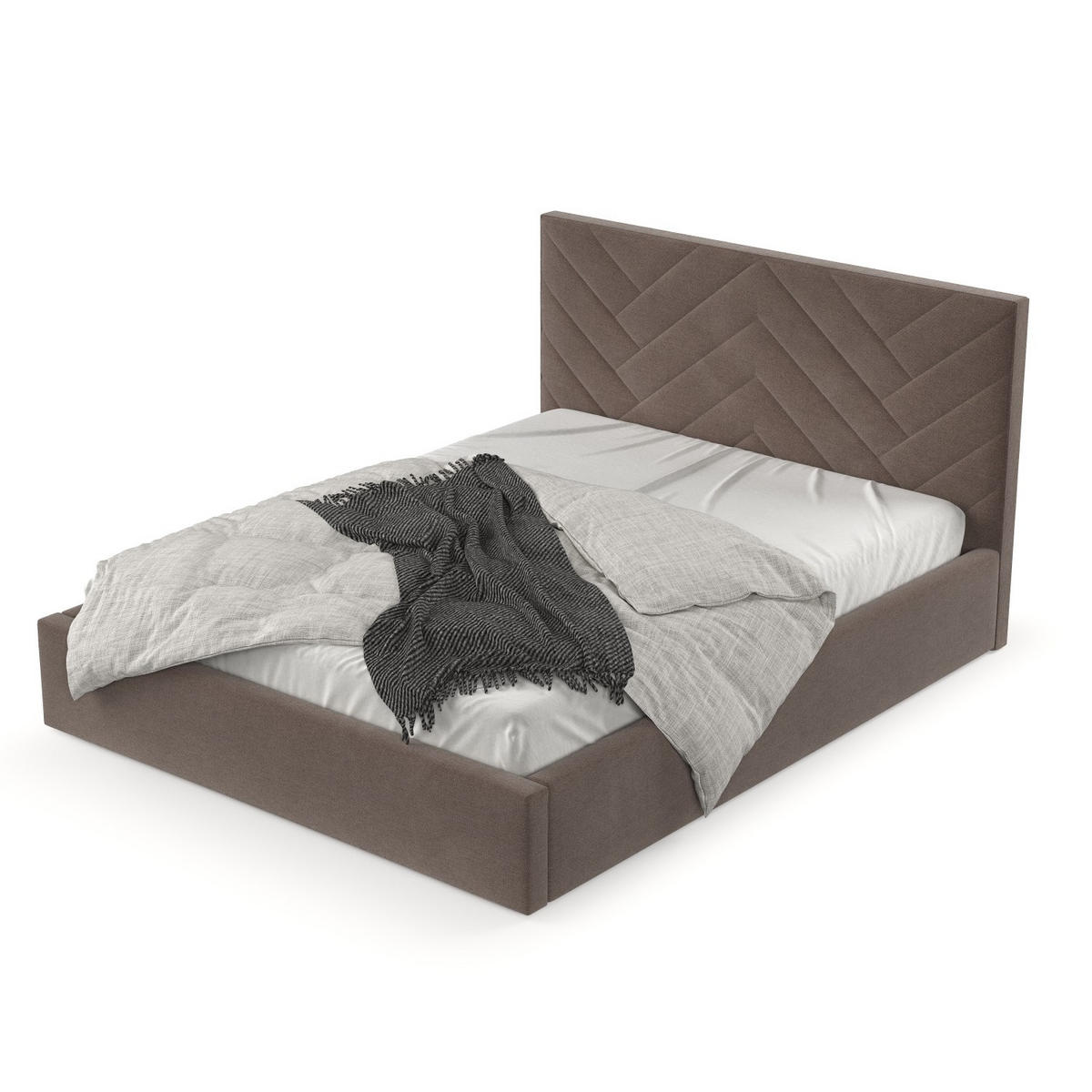 POLSTERBETT Arco 180/200 cm Braun im Asti Stoff - Schwarz/Naturfarben, Holz/Holzwerkstoff (180/200cm) - AltaBeds