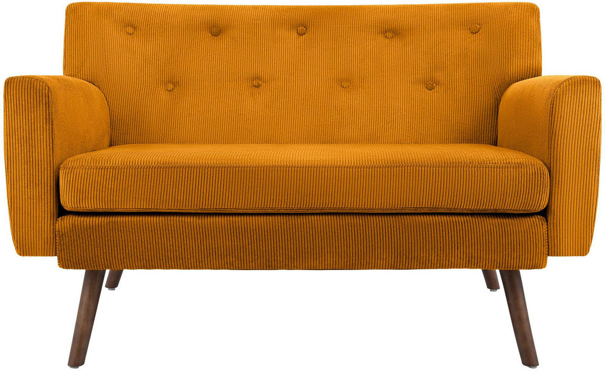 SOFA Arne Cord 2-Sitzer 120x74x81cm Cord Orange Couch - Orange, Kunststoff (120/81/74cm) - DELUKE