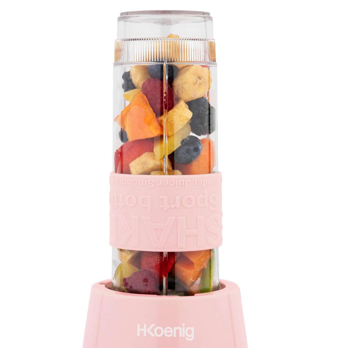 SMOOTHIE Maker SMOO12 Rosa, 570ml, BPA-frei, 2 tragbare Flaschen, Edelstahlklingen, 300W - Hellrosa, Metall (11.3/35/15cm) - HKoenig