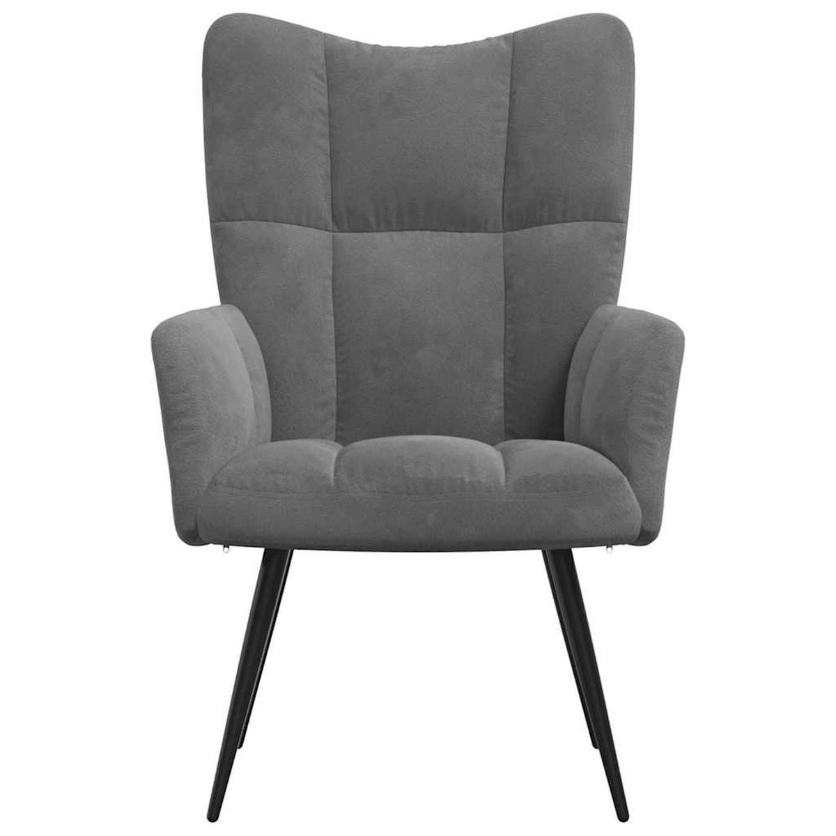 RELAXSESSEL Dunkelgrau Samt - Dunkelgrau/Schwarz, Textil/Metall (70/96.5/61cm) - vidaXL