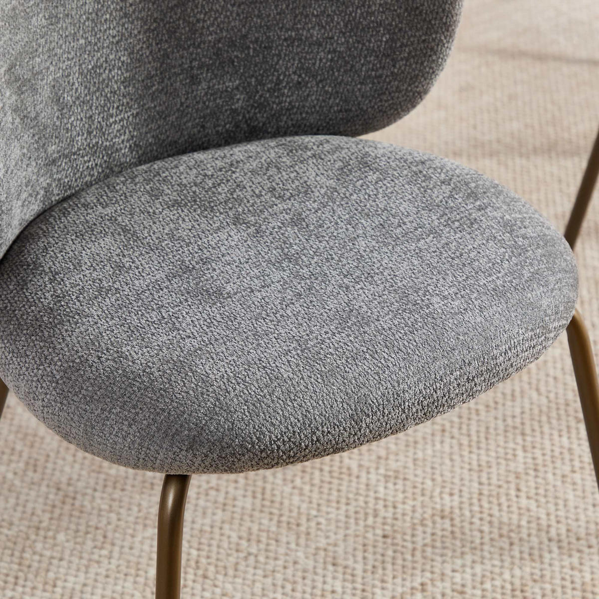 ESSZIMMERSTUHL 2er-Set aus Chenille mit Metallbeinen, Grau - Grau, Textil (52/80/46.5cm)