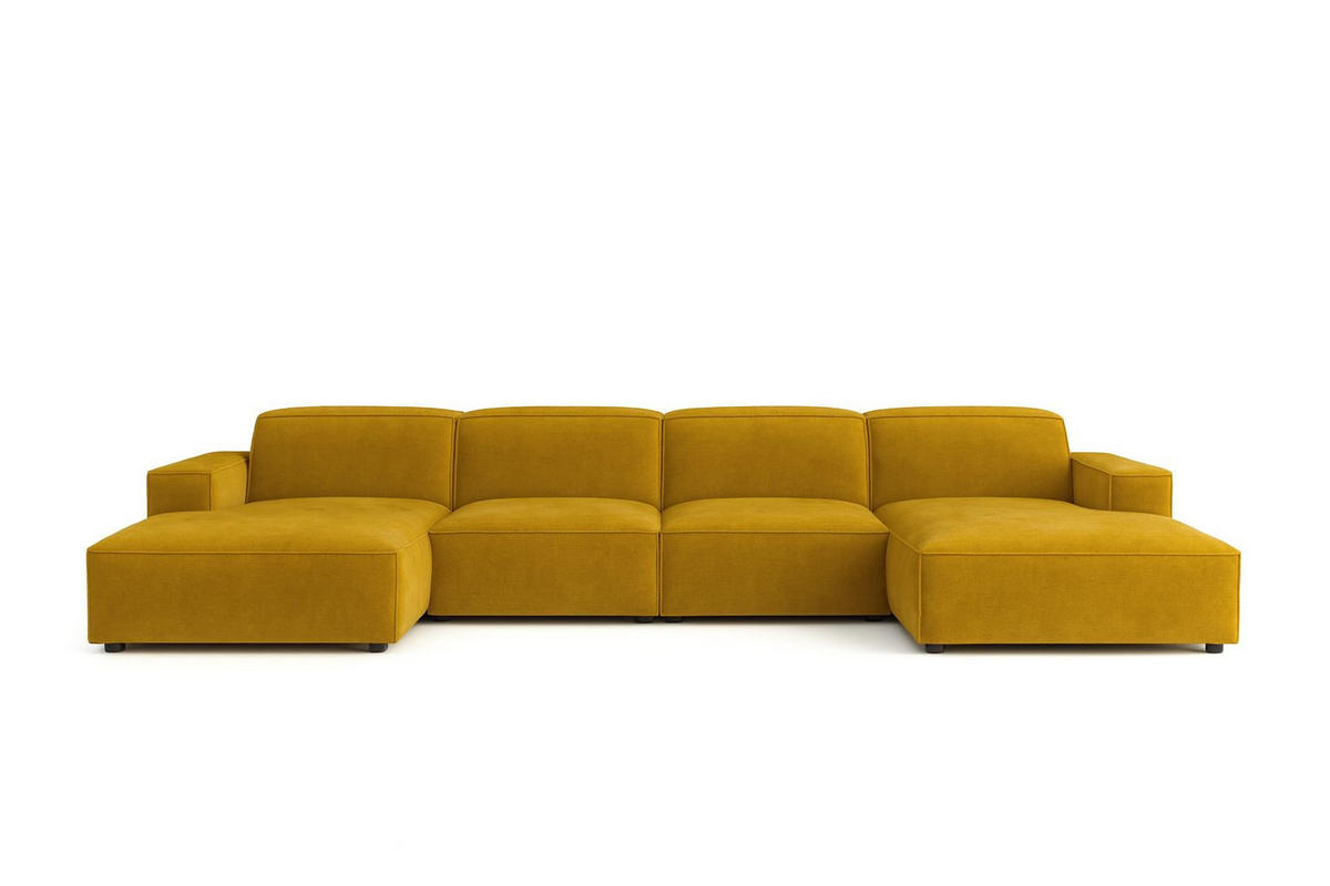 ECKSOFA Cursal U-Form, Stoff Salvador, Gelb - Gelb, Holz (364/166cm) - Kaiser Möbel