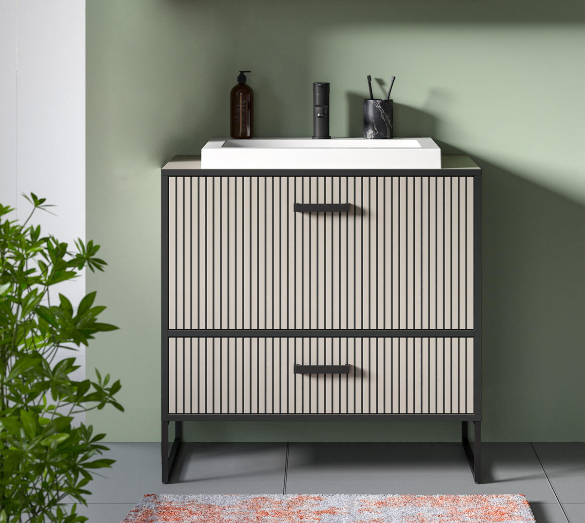 WASCHTISCH inkl. Waschbecken BAGNO (B/H/T: ca. 80/84/48 cm) in Kaschmir/Kaschmir - Kaschmir, Holzwerkstoff (80/84/48cm)