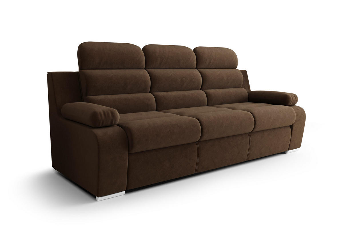SCHLAFSOFA KONGO 02, Sofa mit Schlaffunktion, Farbe: Dunkelbraun, Velourstoff - Dunkelbraun, Textil (238/103/96cm) - O-Sofa