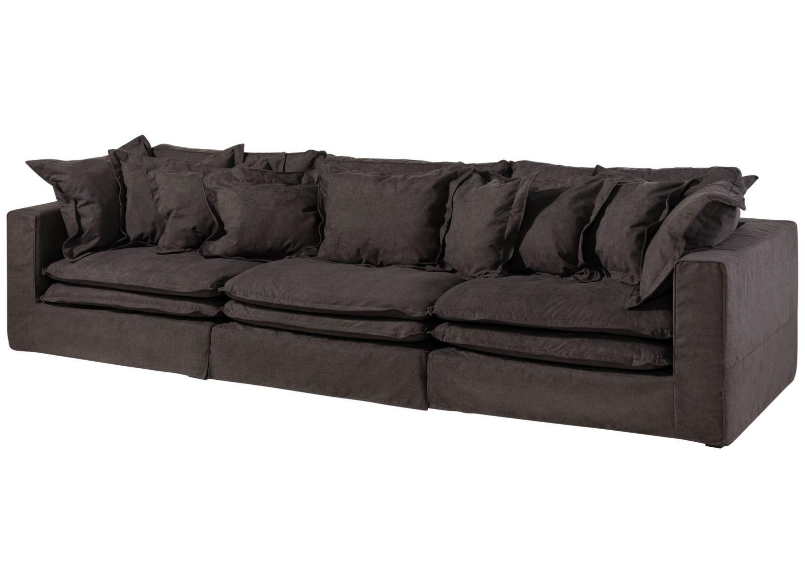 SOFA 3-Sitzer 341x117x90 dunkelgrau SYLT - Grau, Kunststoff (341/90/117cm) - Massivmoebel24