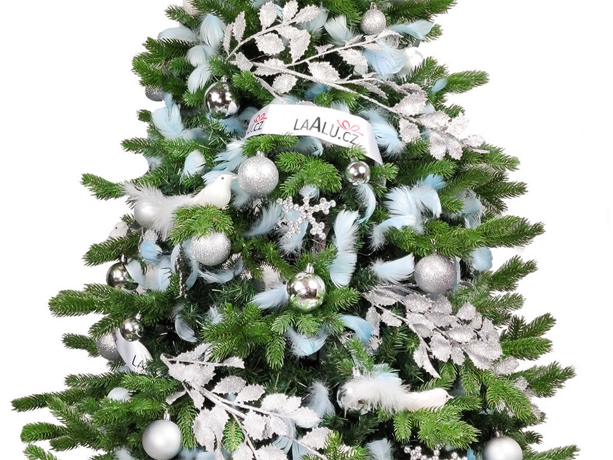 WEIHNACHTSBAUMSCHMUCK-SET HIMMELSSILBER 131-teilig, für Weihnachtsbäume 240–270 cm, inkl. Aufbewahrungsbox - Silberfarben/Weiß, Kunststoff/Textil (55/50/75cm) - LAALU