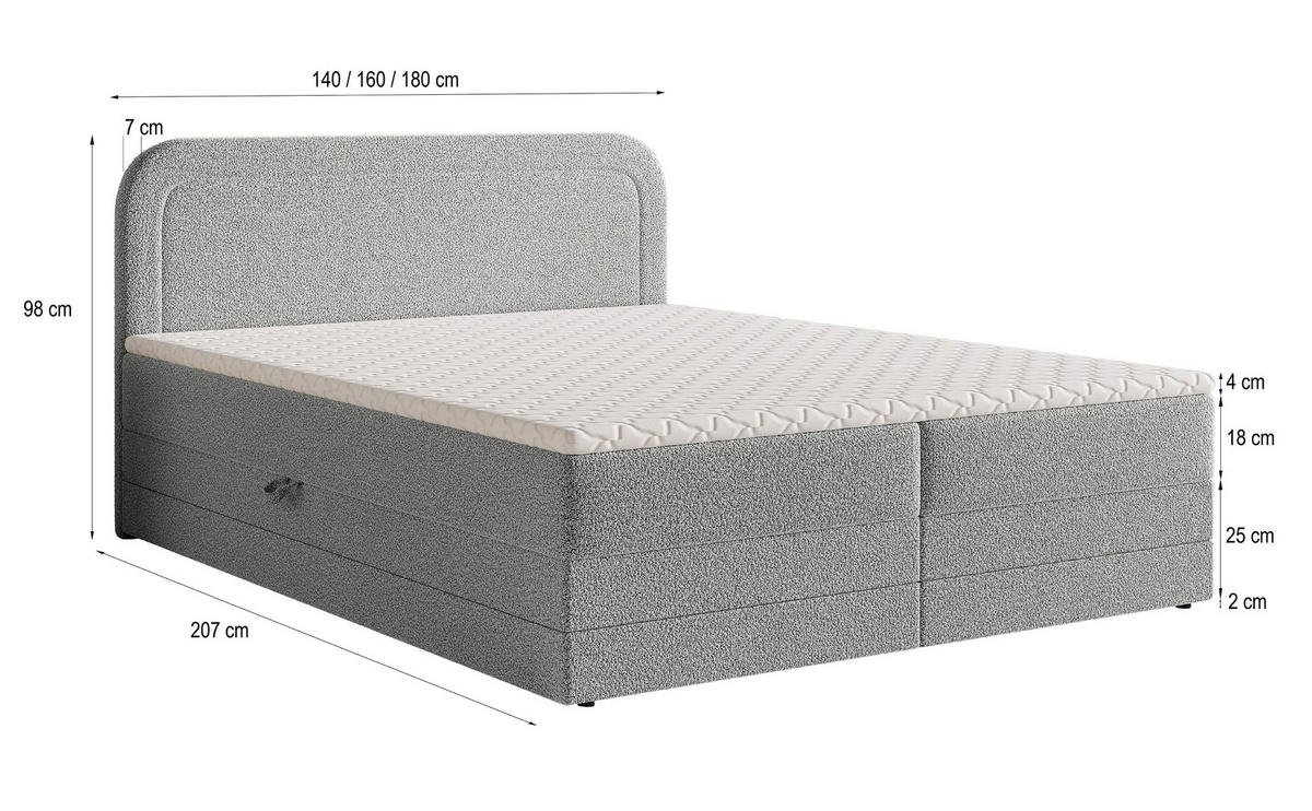 BOXBETT ARMEL 160x200 cm mit Matratze und Topper - Orange - Orange, Holz (160/200cm) - MASSENO