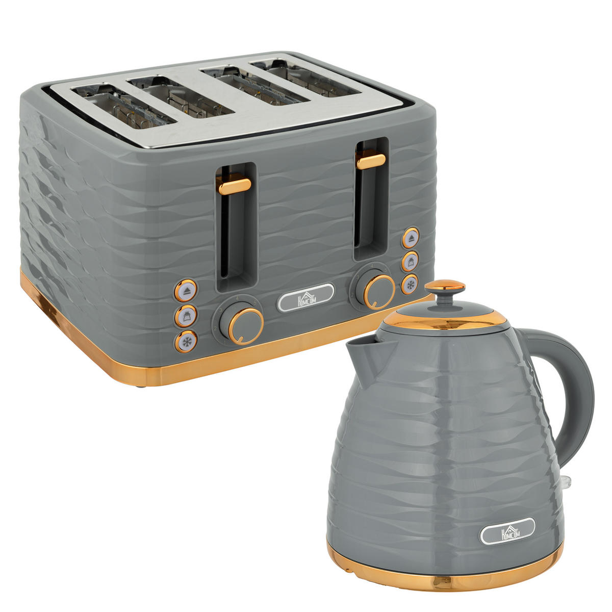 TOASTER mit Wasserkocher DE-07858 Grau - Grau, Kunststoff (19.5/23.2/24.1cm) - ComfortXL