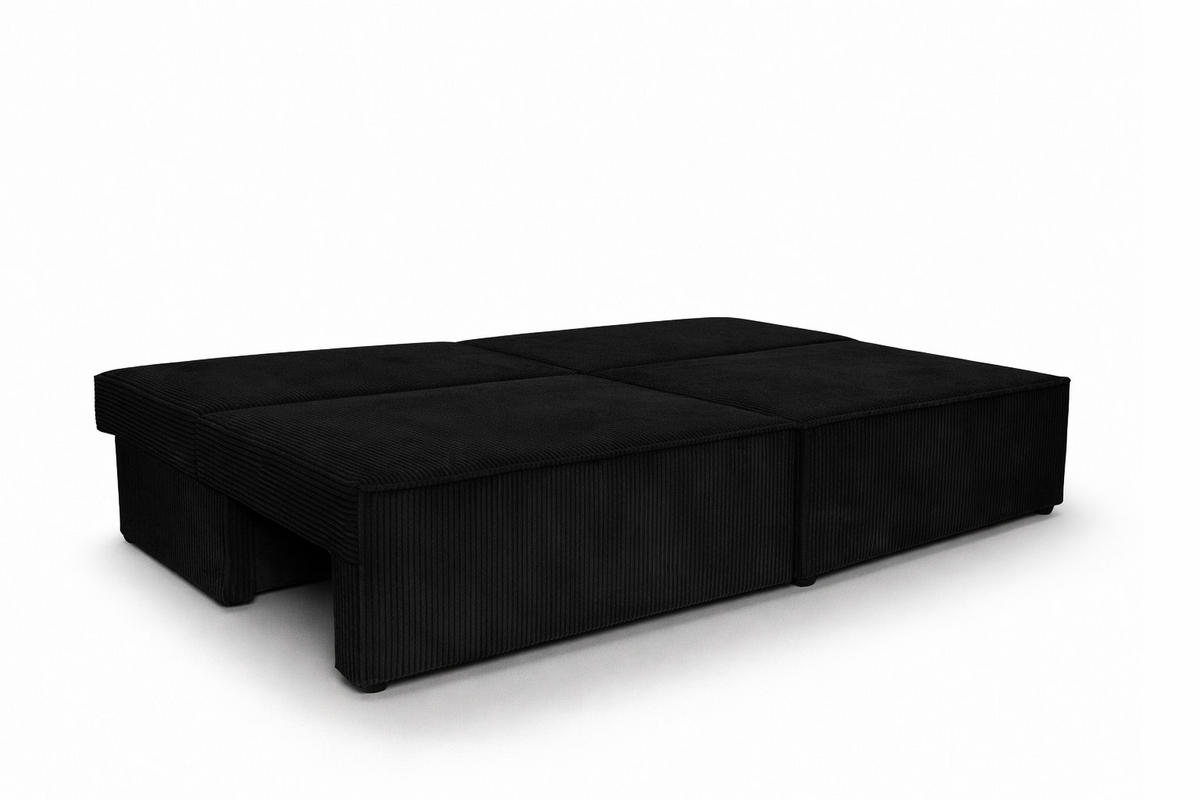 SOFA Mit Schlaffunktion Und Bettkasten, Cordstoff Poso, Schwarz, BEST MINI - Schwarz, Holz (200/83/98cm) - Kaiser Möbel