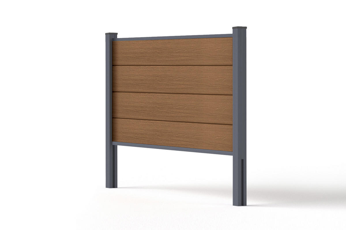 VERBUNDZAUN STOCKHORN 2 m, H. 90 cm, zum Einbetonieren, Teakholz - Braun, Holzwerkstoff (200/90cm) - Casanoov