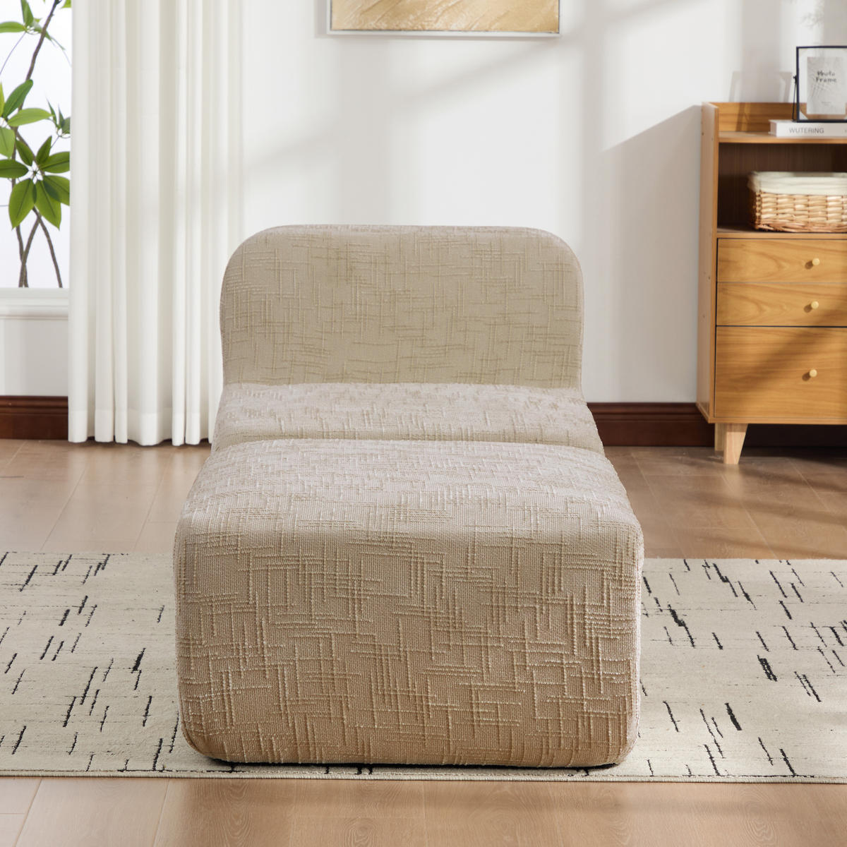 SESSEL DE-35117 mit Ottoman Hellkhaki - Sandfarben, Textil (182.5/73/76.5cm) - ComfortXL