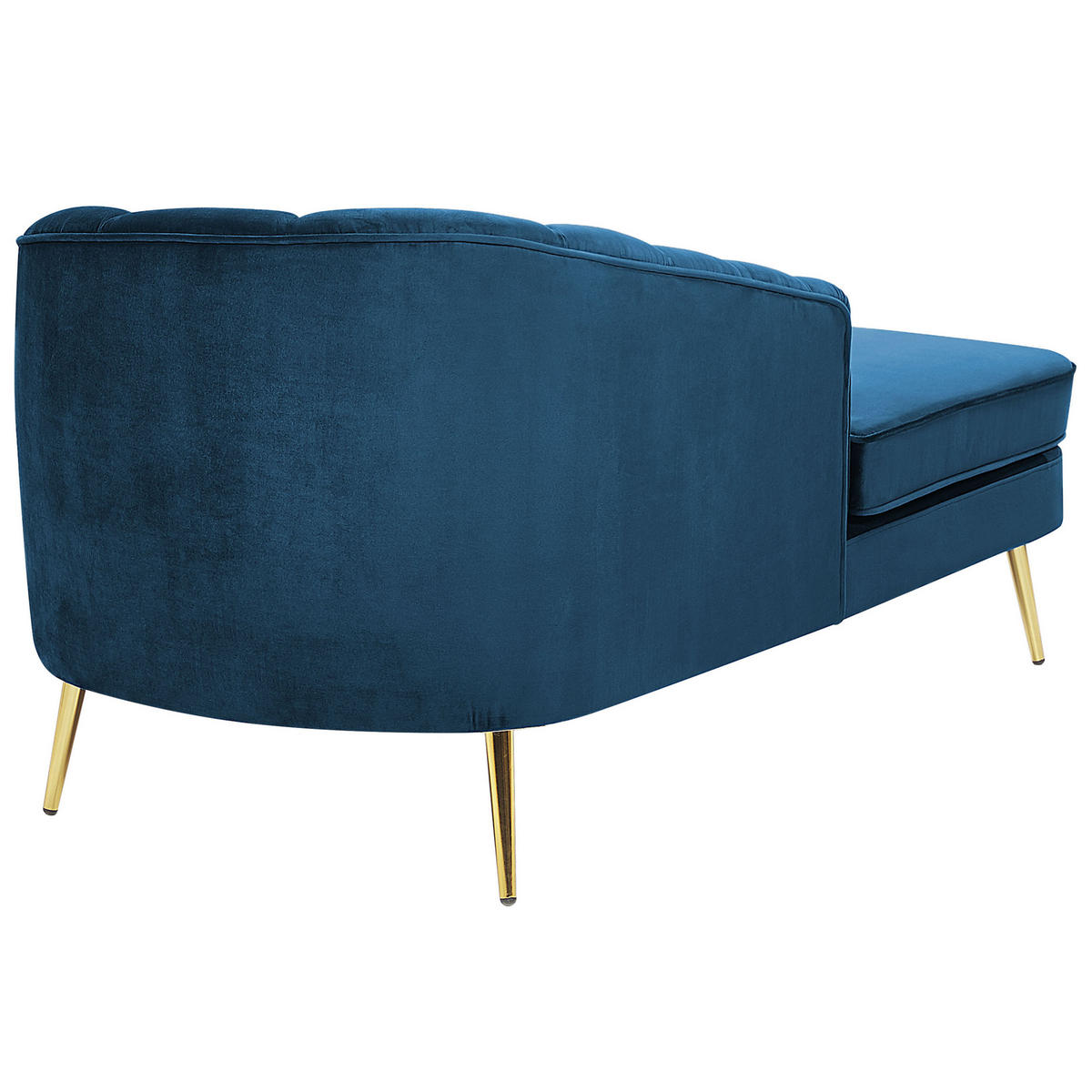 CHAISELONGUE Samtstoff marineblau rechtsseitig Allier - Blau/Goldfarben, Textil (150/75/76cm) - Beliani