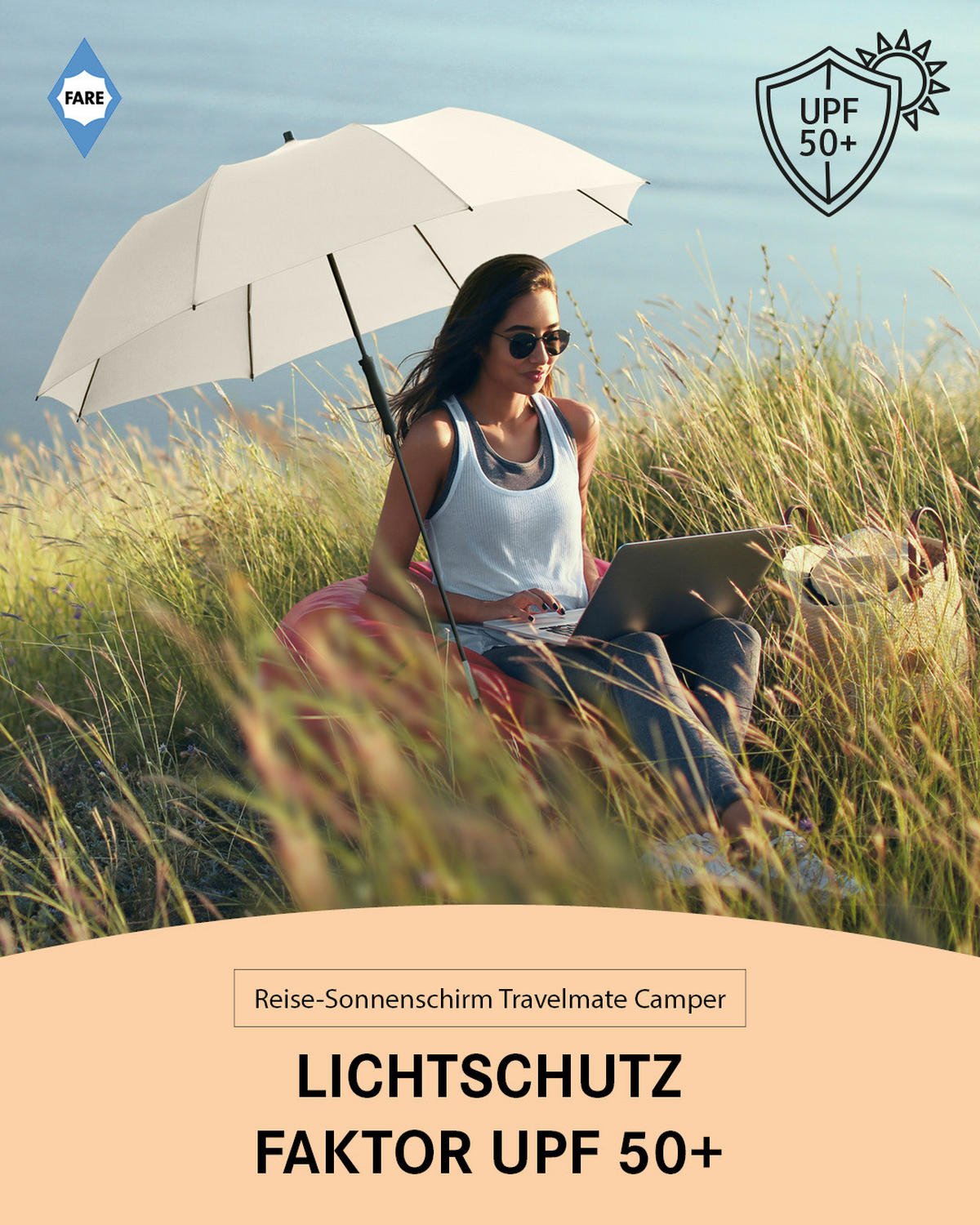 SONNENSCHIRM 147/147/71 cm - Creme, Kunststoff (147/147cm) - FARE