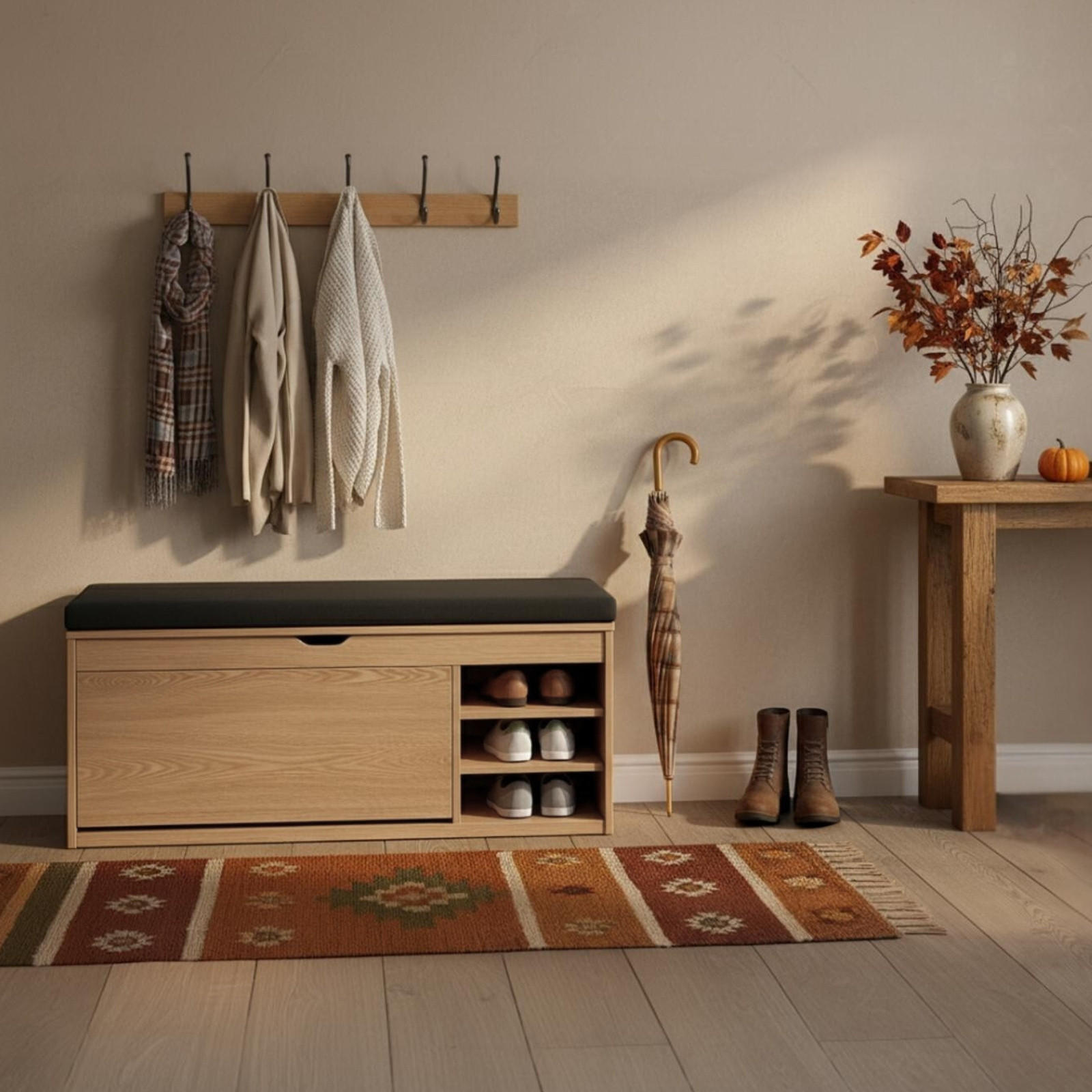 SCHUHSCHRANK Gradia 100/34/50 cm Sitzfläche ausziehbar - Braun, Holzwerkstoff (34/50/100cm) - BOXIMO