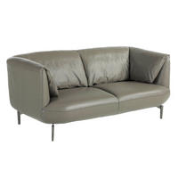 SOFA Graues Ledersofa 2-sitzig 175/90/78 cm - Edelstahlfarben/Grau, Leder (175/78/90cm) - ANGEL CERDA