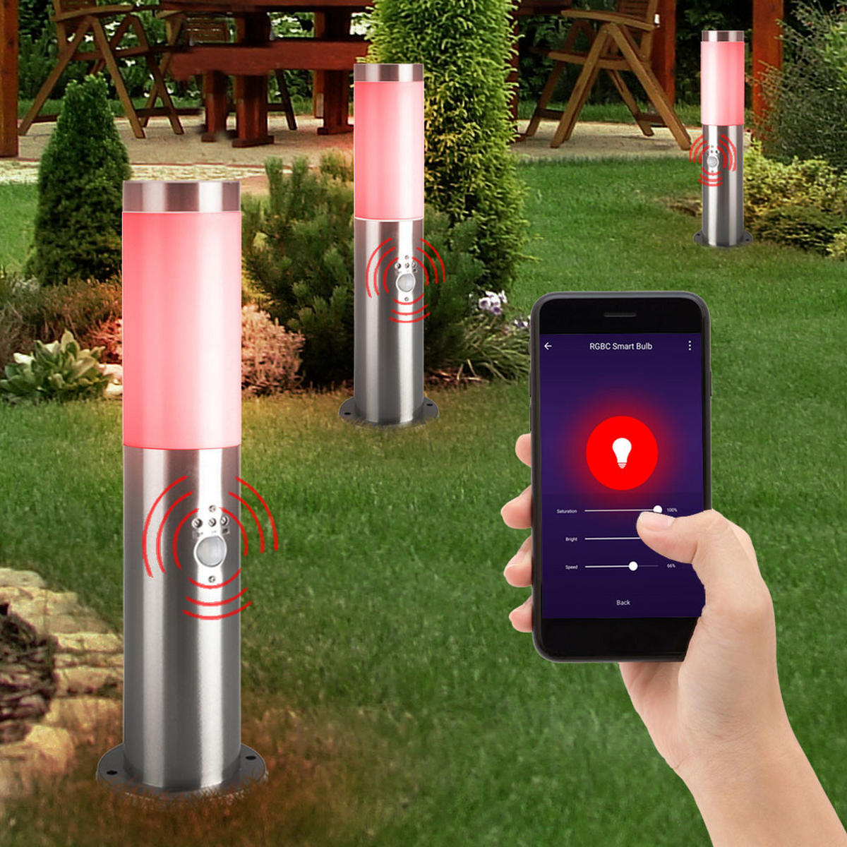 LED AUSSENLEUCHTE BOSTON Anthrazit Edelstahl - Anthrazit, Kunststoff (7.6/7.6/45cm) - Globo Lighting