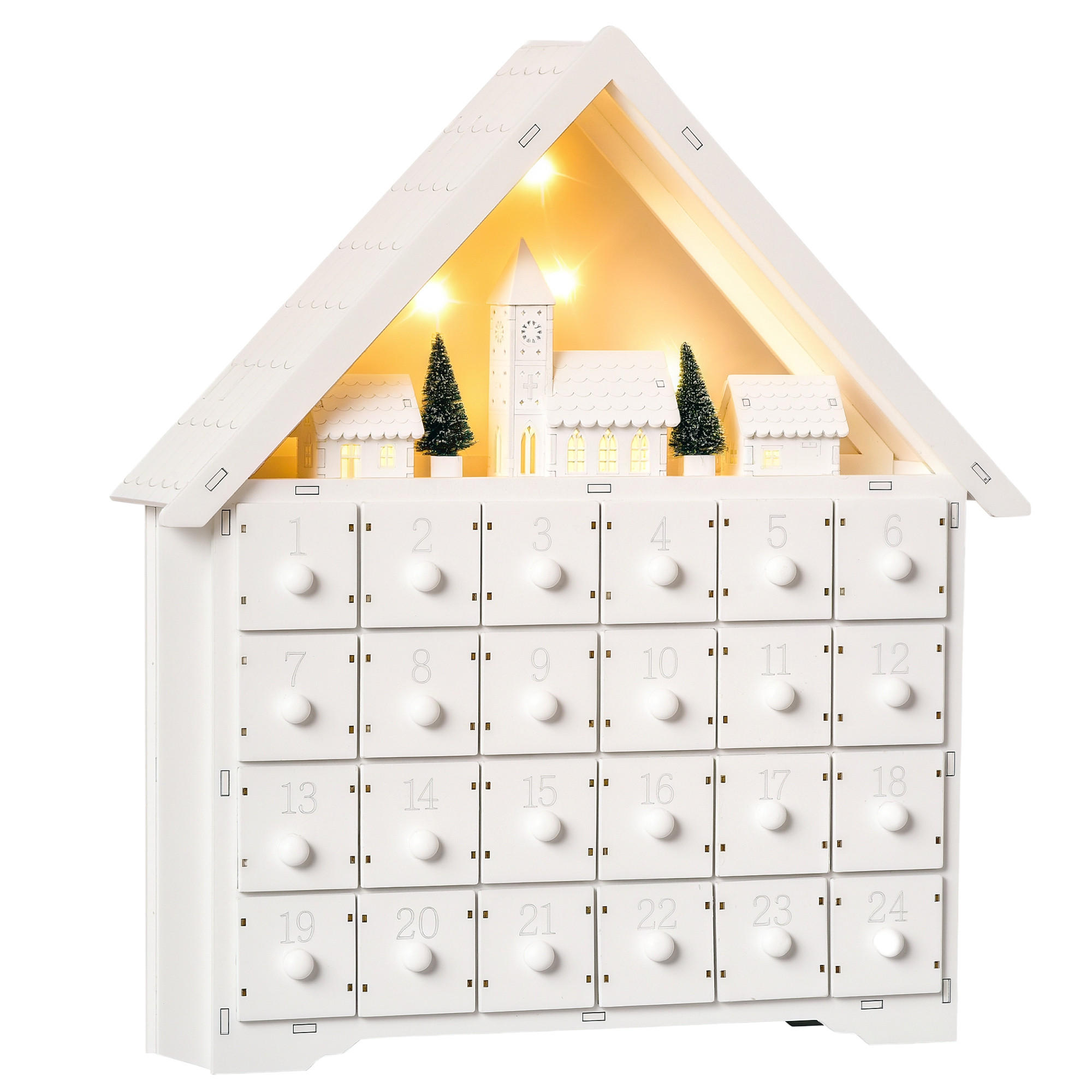 ADVENTSKALENDER Weiß 39.0/9.0/42.0cm - Weiß, Holz (9/42/39cm)