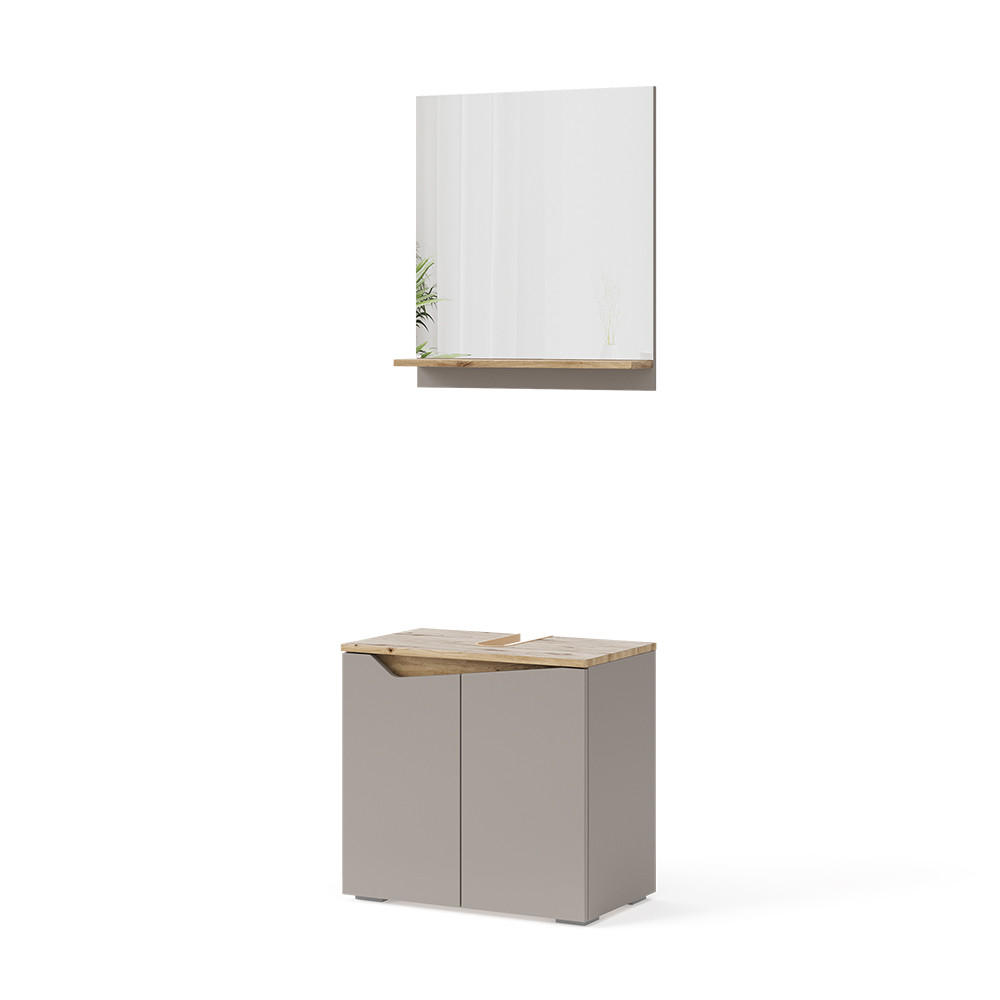 BADMÖBEL-SET Marelle Greige 2 Teile - Greige/Eiche Artisan, Holzwerkstoff (60/57/35cm) - Vicco