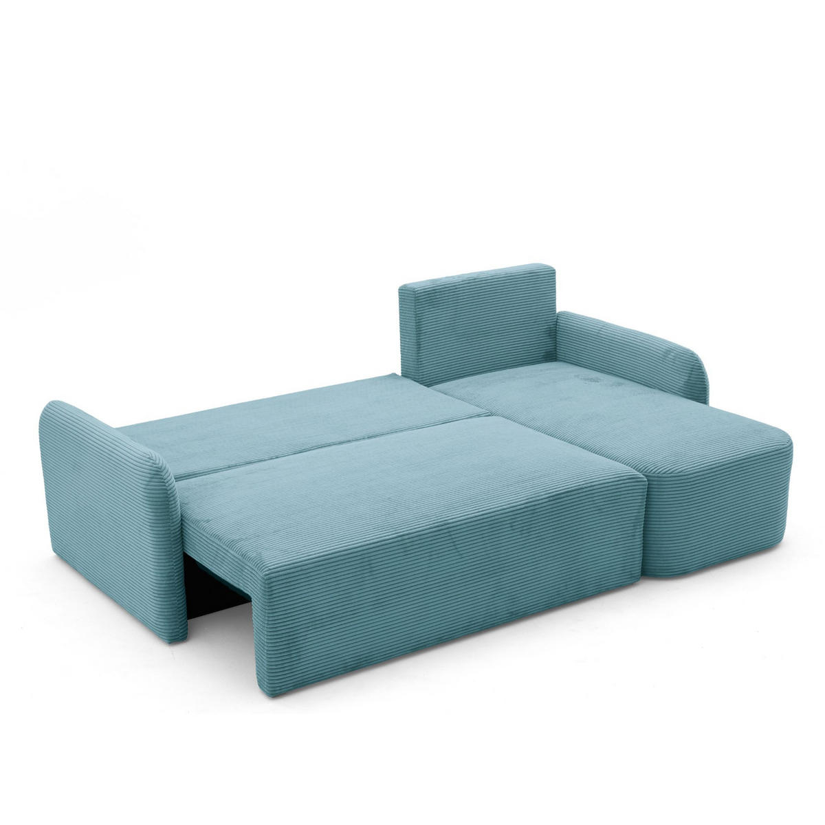 ECKSOFA CASPER L Rechts mit Schlaffunktion 132x198 Cord Blau - Blau/Schwarz, Holz/Kunststoff (145/217cm) - NACANAPA