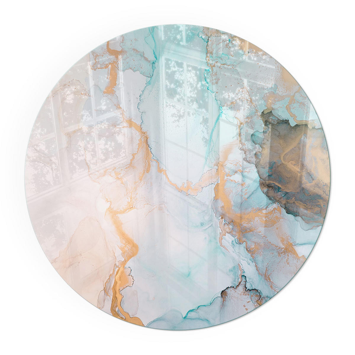 GLASPLATTE für Kamin Ø 90 cm - Türkis, Glas (90/90/0.4cm) - TULUP