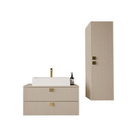 BADMÖBEL-SET Gariano III - Sandfarben/Goldfarben, Holzwerkstoff/Kunststoff (80/42/46cm) - MIRJAN24