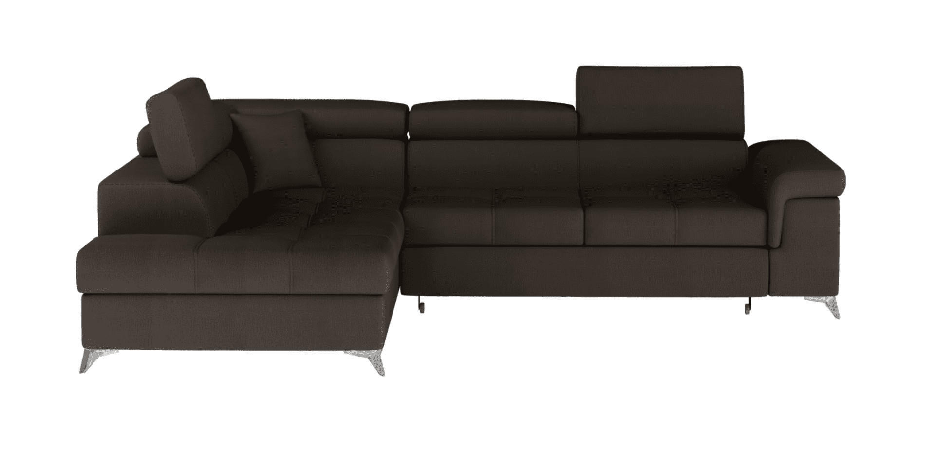 ECKSOFA mit Schlaffunktion und Bettkasten, pflegeleichter Monolith-Stoff - Chromfarben/Dunkelbraun, Textil/Metall (275/202cm) - Eltap