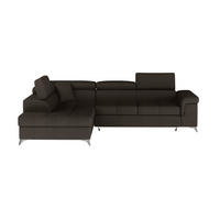ECKSOFA mit Schlaffunktion und Bettkasten, pflegeleichter Monolith-Stoff - Chromfarben/Dunkelbraun, Textil/Metall (275/202cm) - Eltap