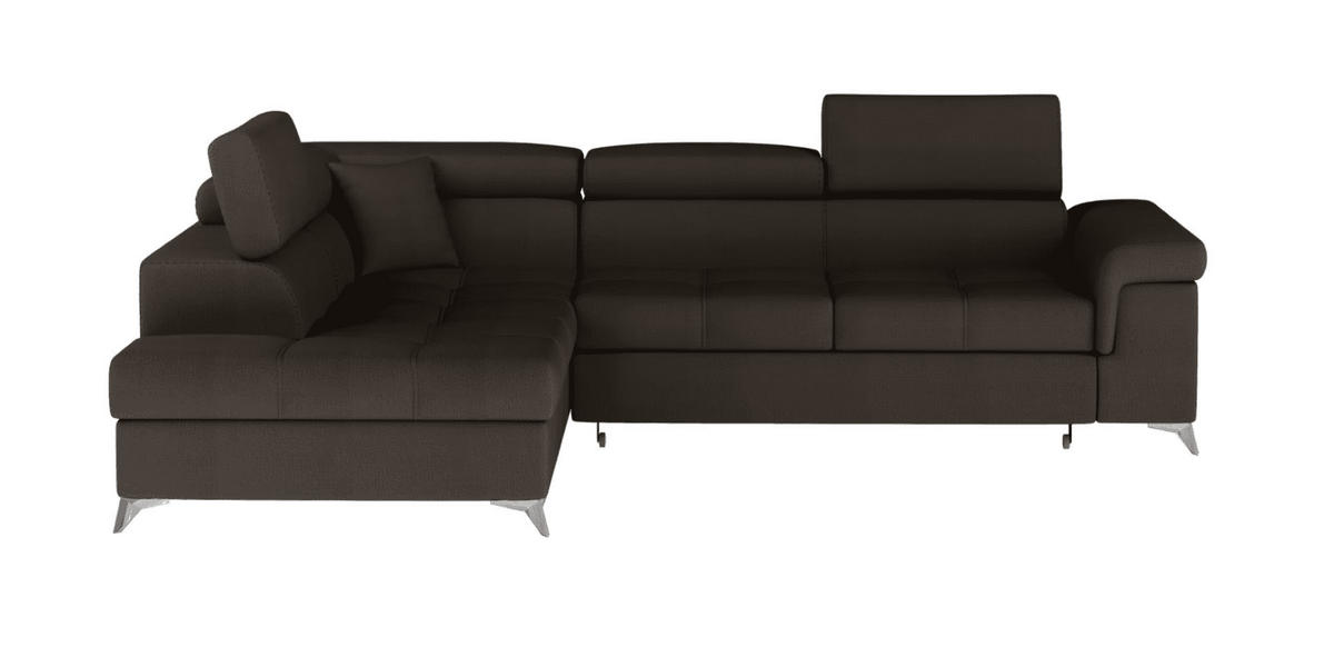 ECKSOFA mit Schlaffunktion und Bettkasten, pflegeleichter Monolith-Stoff - Chromfarben/Dunkelbraun, Textil/Metall (275/202cm) - Eltap