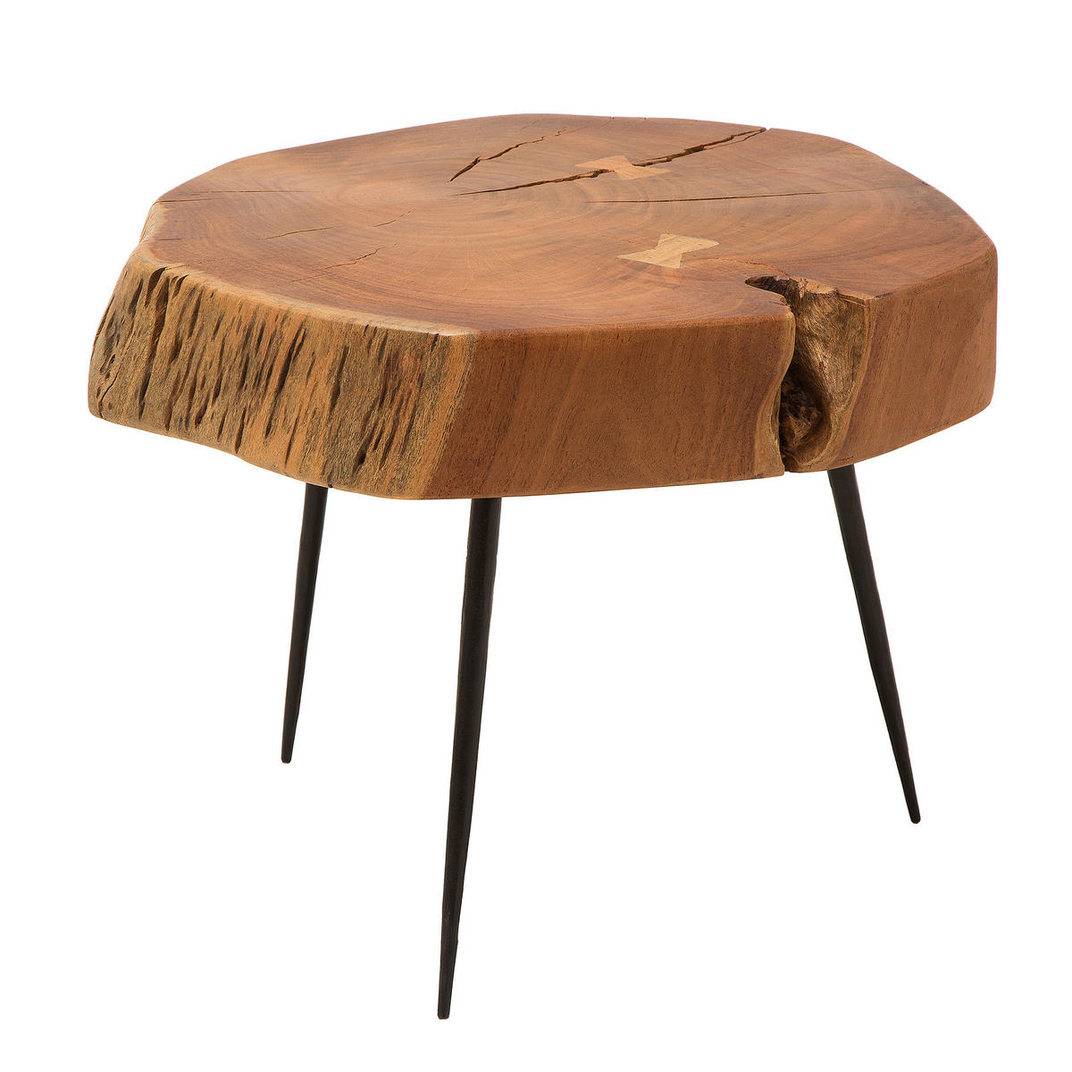 COUCHTISCH GOA Akazie rund Natur|Braun 60cm - Schwarz/Braun, Holz (60/60/50cm) - riess-ambiente
